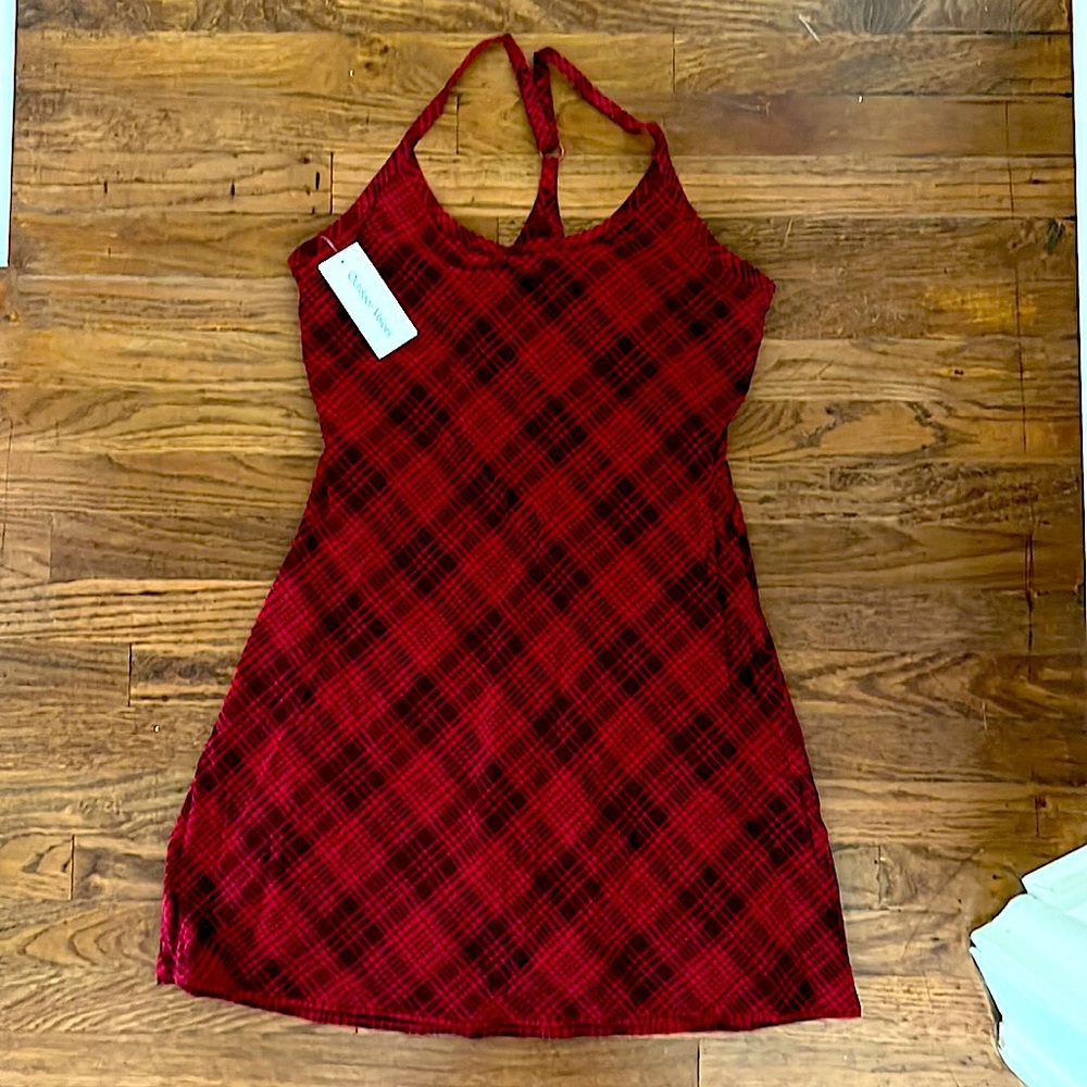 OUTDOOR VOICES Exercise Dress in red plaid (rare color!)